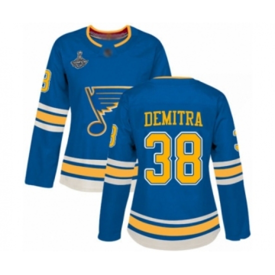 Women's St. Louis Blues #38 Pavol Demitra Authentic Navy Blue Alternate 2019 Stanley Cup Champions Hockey Jersey - Ujersey