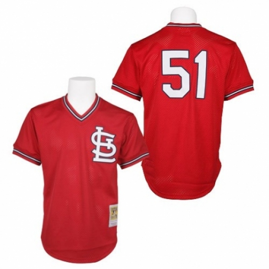 Men's Mitchell and Ness 1985 St. Louis Cardinals #51 Willie McGee Replica Red Throwback MLB Jersey - Ujersey