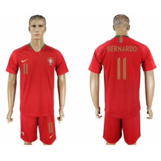 Portugal #11 Bernardo Home Soccer Country Jersey