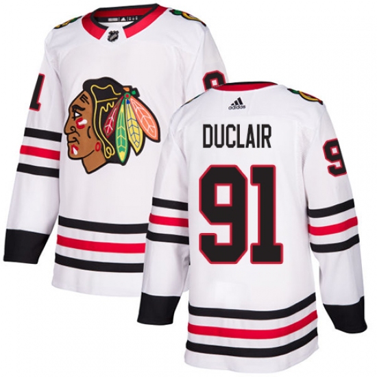 Youth Adidas Chicago Blackhawks #91 Anthony Duclair Authentic White Away NHL Jersey - Ujersey