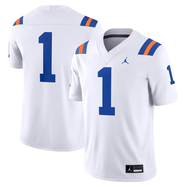 Men's Jordan Brand #1 White Florida Gators Alternate Game Football Jersey