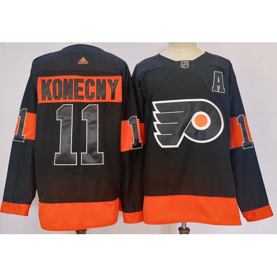 Men's Philadelphia Flyers #11 Travis Konecny Black Alternate Authentic Jersey - Ujersey