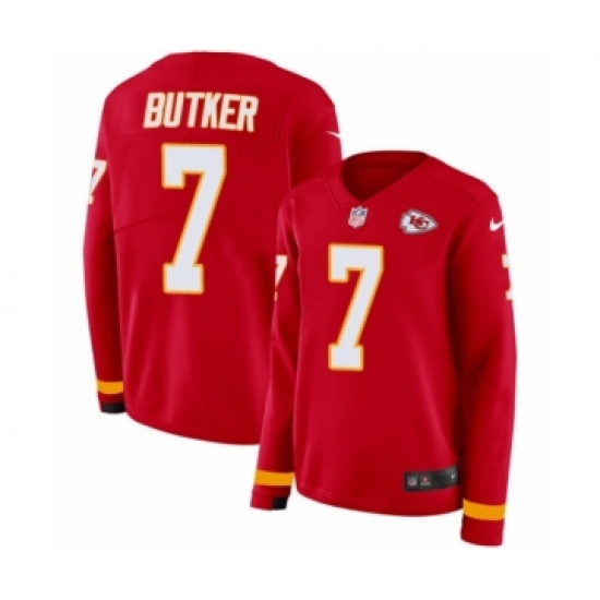 Women's Nike Kansas City Chiefs #7 Harrison Butker Limited Red Therma Long Sleeve NFL Jersey - Ujersey
