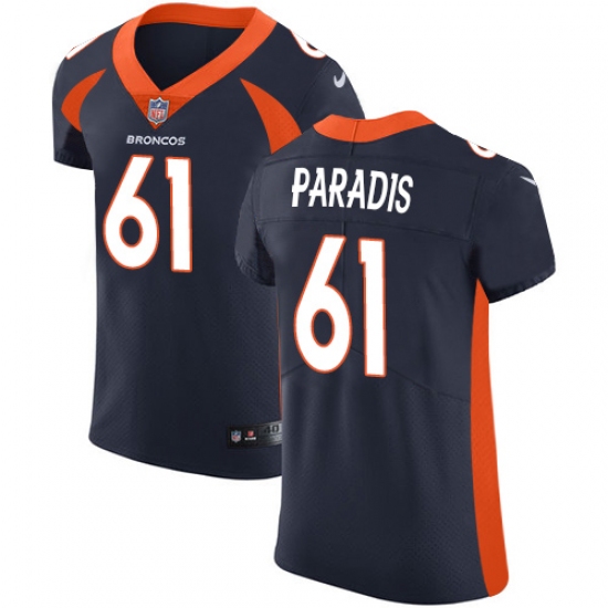 Men's Nike Denver Broncos #61 Matt Paradis Navy Blue Alternate Vapor Untouchable Elite Player NFL Jersey - Ujersey