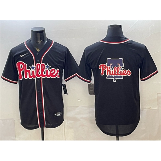 Men's Philadelphia Phillies Team Big Logo 2026 Fashion Replica Black Out Stitched Baseball Jersey
