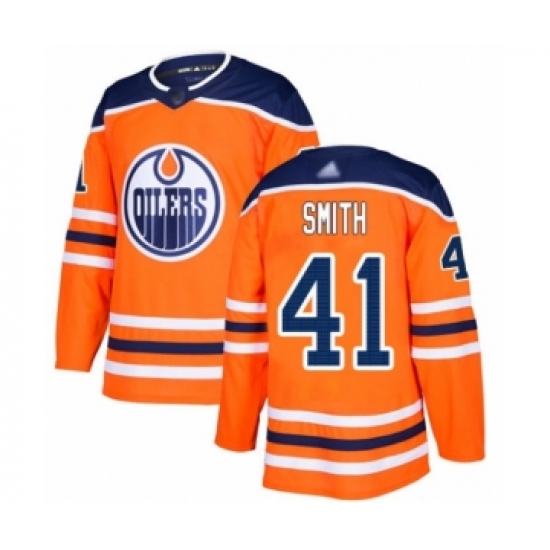 Men's Edmonton Oilers #41 Mike Smith Authentic Orange Home Hockey Jersey - Ujersey