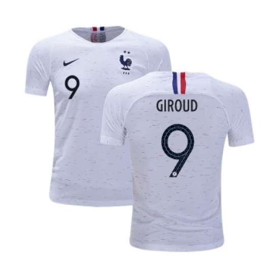 France #9 Giroud Away Kid Soccer Country Jersey