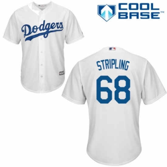 Youth Majestic Los Angeles Dodgers #68 Ross Stripling Authentic White Home Cool Base MLB Jersey - Ujersey