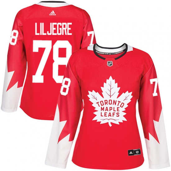Women's Adidas Toronto Maple Leafs #78 Timothy Liljegren Authentic Red Alternate NHL Jersey - Ujersey