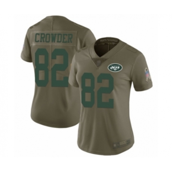 Women's New York Jets #82 Jamison Crowder Limited Olive 2017 Salute to Service Football Jersey - Ujersey