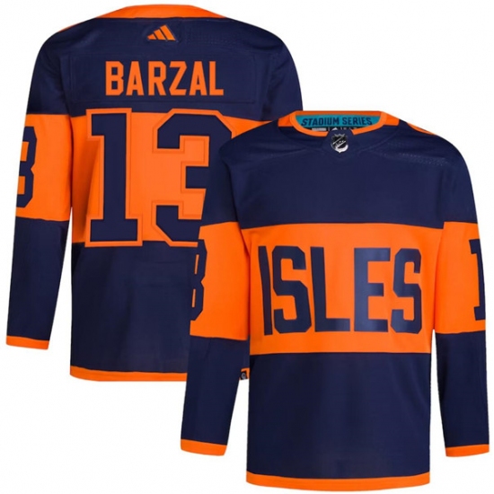 Men's New York Islanders #13 Mathew Barzal Navy 2024 Stadium Series Stitched Jersey - Ujersey