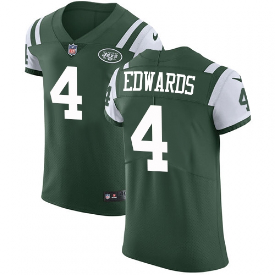 Men's Nike New York Jets #4 Lac Edwards Elite Green Team Color NFL Jersey - Ujersey