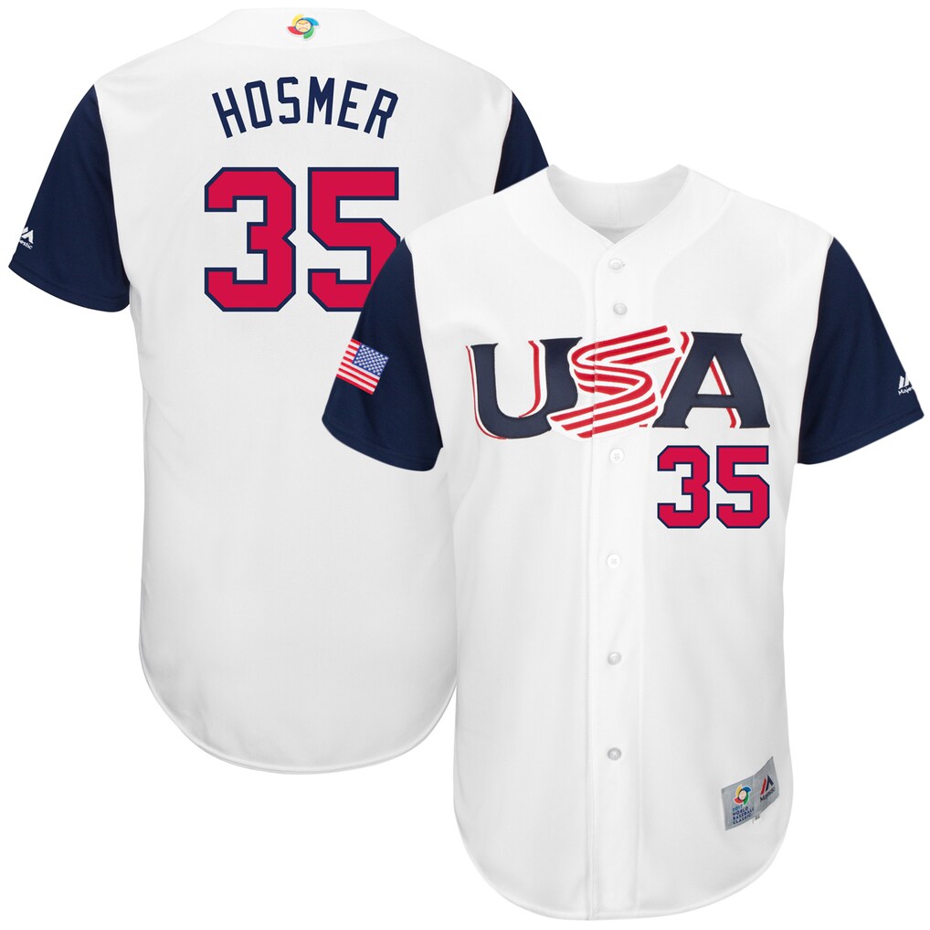 Men's USA Baseball Eric Hosmer Majestic White 2017 World Baseball Classic Authentic Jersey - U-jersey