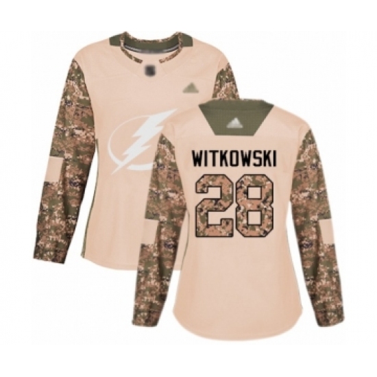 Women's Tampa Bay Lightning #28 Luke Witkowski Authentic Camo Veterans Day Practice Hockey Jersey - Ujersey