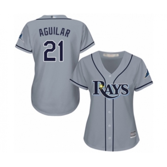 Women's Tampa Bay Rays #21 Jesus Aguilar Authentic Grey Road Cool Base Baseball Player Jersey - Ujersey