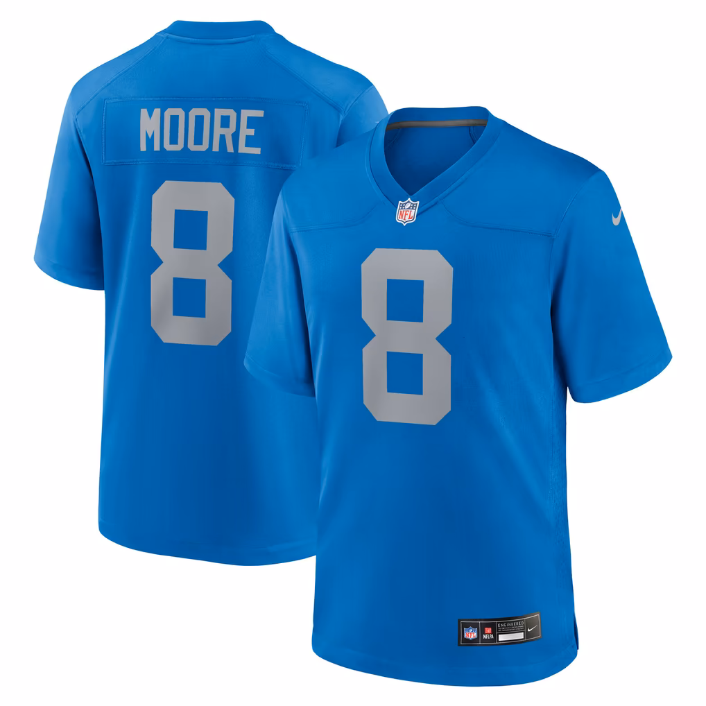 Men's Detroit Lions Derrick Moore Nike Blue Alternate Game Jersey