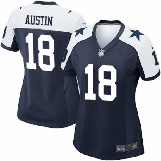 Women's Nike Dallas Cowboys #18 Tavon Austin Game Navy Blue Throwback Alternate NFL Jersey - Ujersey