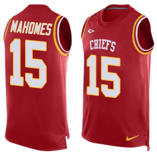 Nike Kansas City Chiefs #15 Patrick Mahomes Red Team Color Men's Stitched NFL Limited Tank Top Jersey - Ujersey