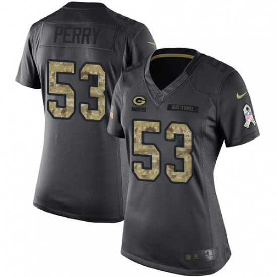 Women's Nike Green Bay Packers #53 Nick Perry Limited Black 2016 Salute to Service NFL Jersey - Ujersey
