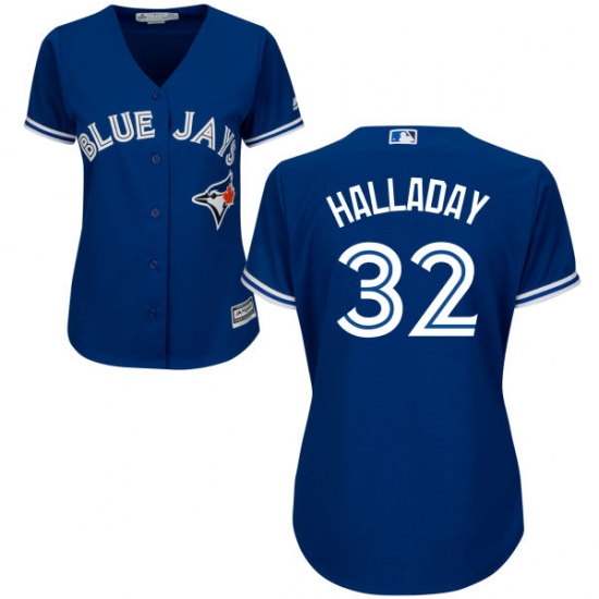 Women's Majestic Toronto Blue Jays #32 Roy Halladay Authentic Blue Alternate MLB Jersey - Ujersey