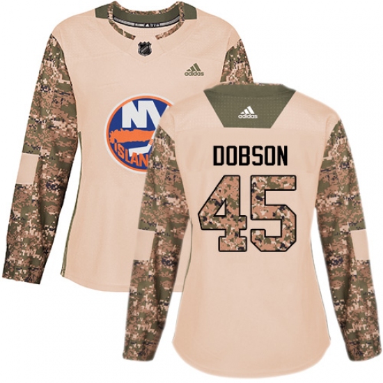 Women's Adidas New York Islanders #45 Noah Dobson Authentic Camo Veterans Day Practice NHL Jersey - Ujersey