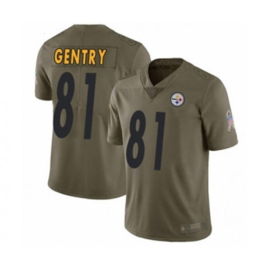 Men's Pittsburgh Steelers #81 Zach Gentry Limited Olive 2017 Salute to Service Football Jersey - Ujersey