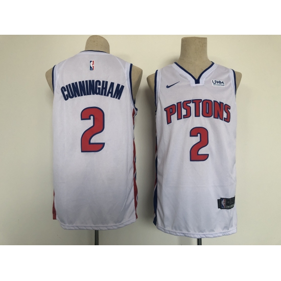 Men's Detroit Pistons #2 Cade Cunningham Fanatics Branded White 2021 Draft First Round Jersey - Ujersey