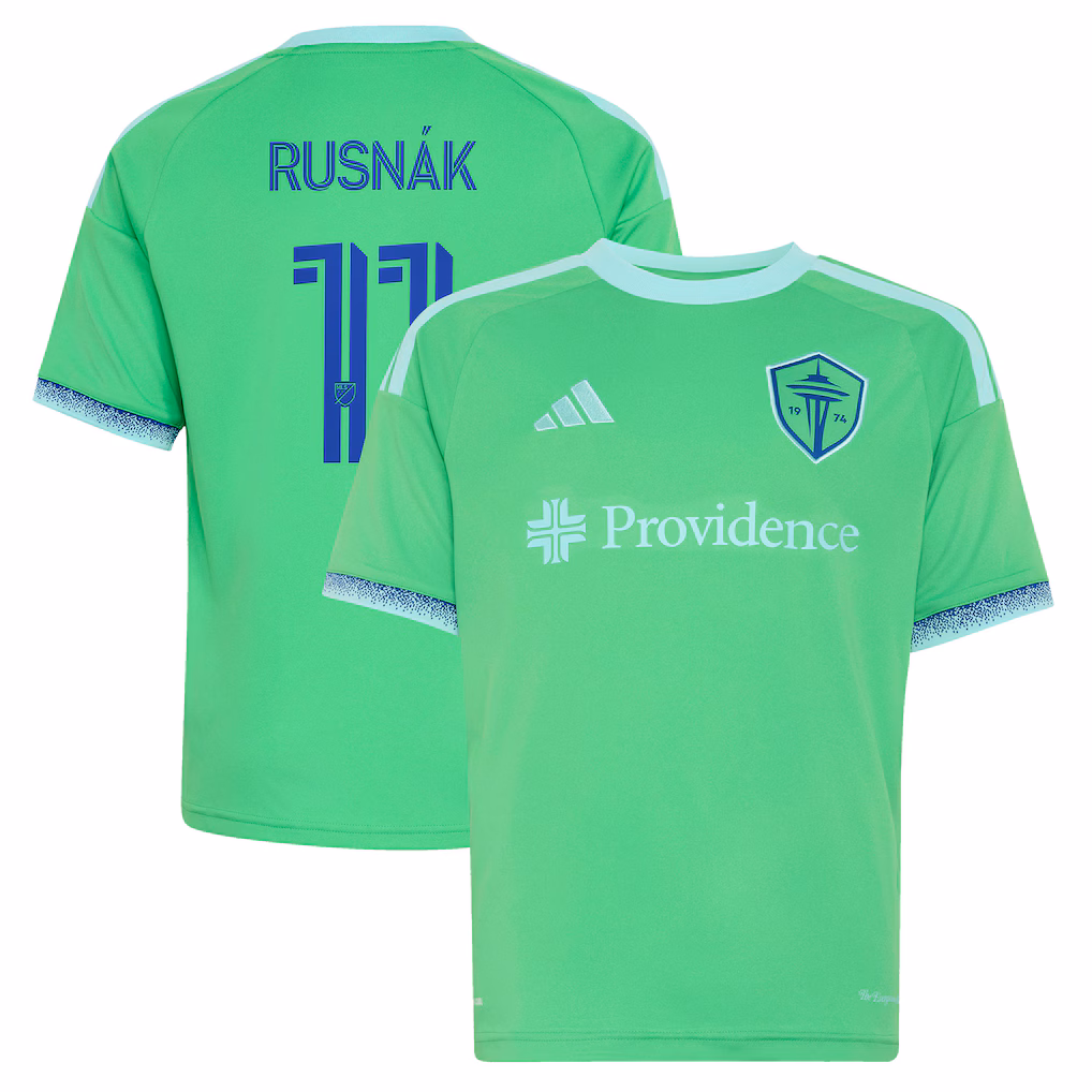 Youth Seattle Sounders FC Albert Rusnak adidas Rave Green The Evergreen State Kit Replica Jersey