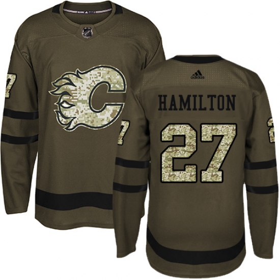 Youth Reebok Calgary Flames #27 Dougie Hamilton Premier Green Salute to Service NHL Jersey - Ujersey