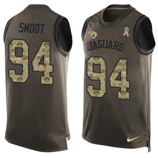 Men's Nike Jacksonville Jaguars #94 Dawuane Smoot Limited Green Salute to Service Tank Top NFL Jersey - Ujersey