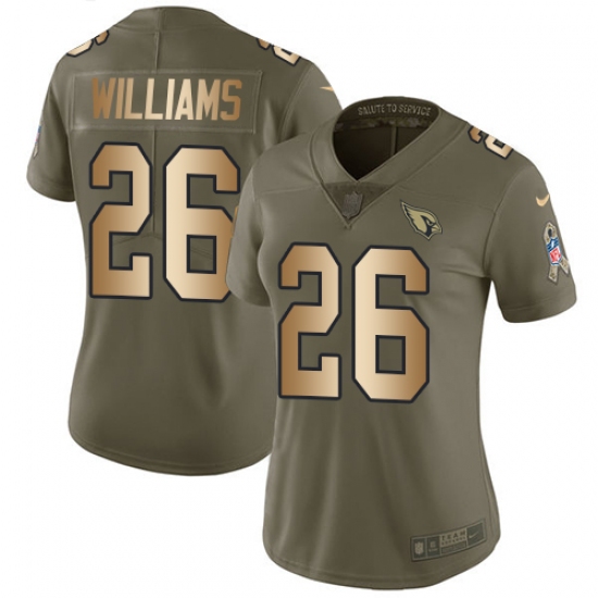 Women's Nike Arizona Cardinals #26 Brandon Williams Limited Olive/Gold 2017 Salute to Service NFL Jersey - Ujersey