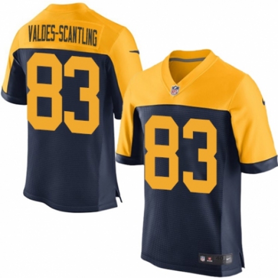 Men's Nike Green Bay Packers #83 Marquez Valdes-Scantling Elite Navy Blue Alternate NFL Jersey - Ujersey