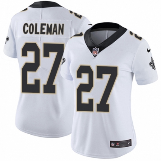 Women's Nike New Orleans Saints #27 Kurt Coleman White Vapor Untouchable Limited Player NFL Jersey - Ujersey