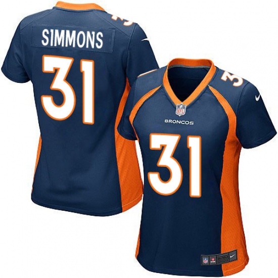 Women's Nike Denver Broncos #31 Justin Simmons Game Navy Blue Alternate NFL Jersey - Ujersey