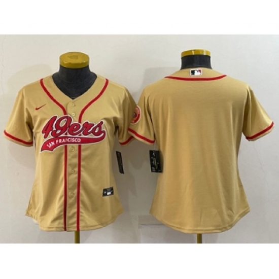 Youth San Francisco 49ers Blank Gold With Patch Cool Base Stitched Baseball Jersey - Ujersey