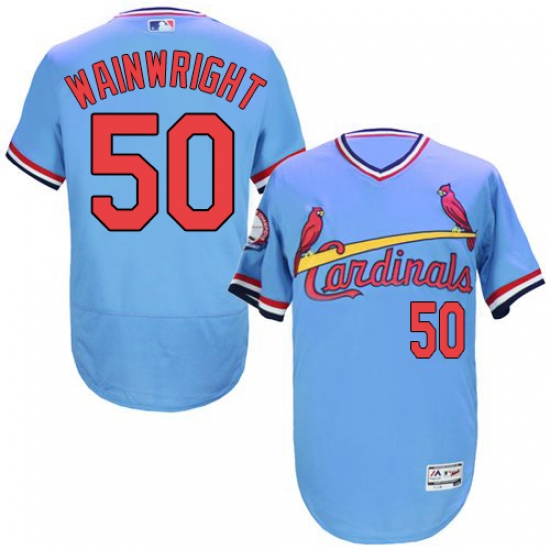 Men's Majestic St. Louis Cardinals #50 Adam Wainwright Light Blue Flexbase Authentic Collection Cooperstown MLB Jersey - Ujersey