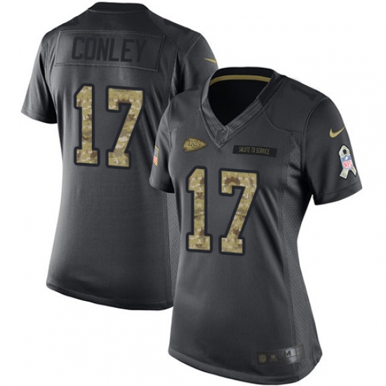 Women's Nike Kansas City Chiefs #17 Chris Conley Limited Black 2016 Salute to Service NFL Jersey - Ujersey