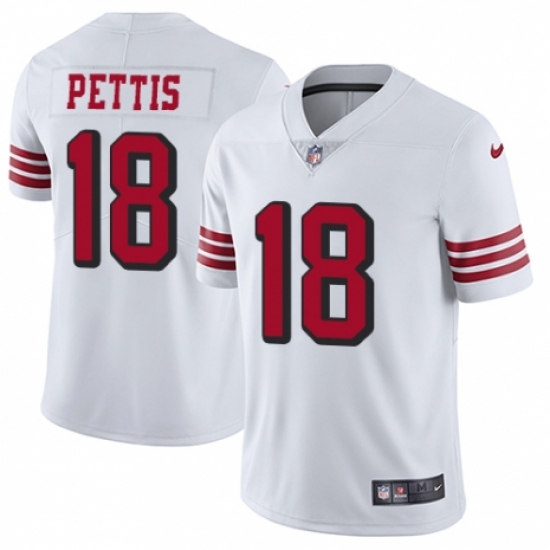 Youth Nike San Francisco 49ers #18 Dante Pettis Limited White Rush Vapor Untouchable NFL Jersey - Ujersey