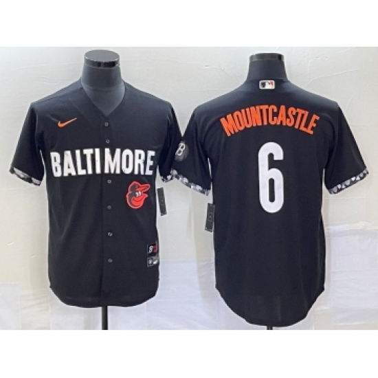 Men's Baltimore Orioles #6 Ryan Mountcastle Black 2023 City Connect Cool Base Stitched Jersey 1 - Ujersey