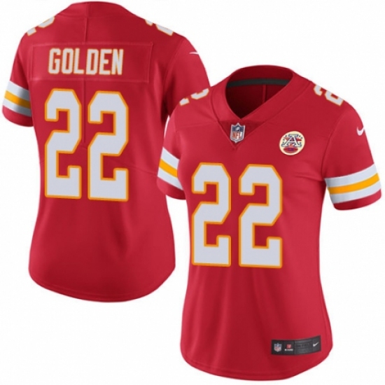 Women's Nike Kansas City Chiefs #22 Robert Golden Red Team Color Vapor Untouchable Limited Player NFL Jersey - Ujersey