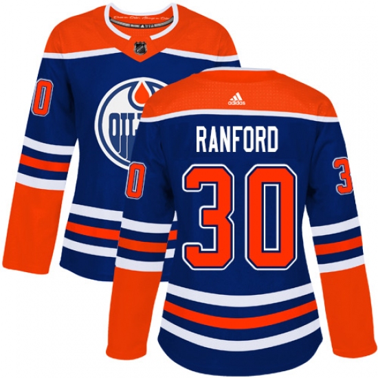 Women's Adidas Edmonton Oilers #30 Bill Ranford Authentic Royal Blue Alternate NHL Jersey - Ujersey