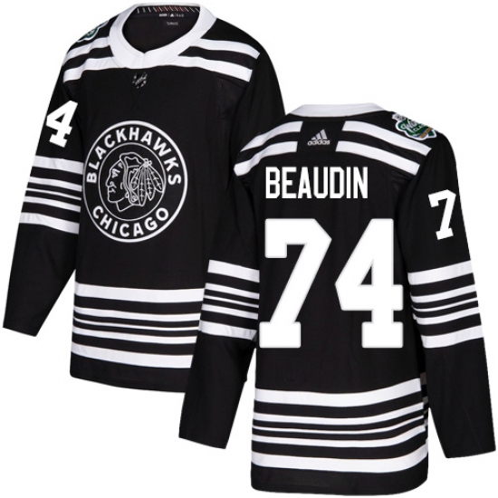 Youth Adidas Chicago Blackhawks #74 Nicolas Beaudin Authentic Black 2019 Winter Classic NHL Jersey - Ujersey