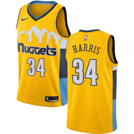 Men's Nike Denver Nuggets #34 Devin Harris Swingman Gold Alternate NBA Jersey Statement Edition - Ujersey