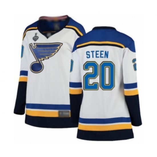 Women's St. Louis Blues #20 Alexander Steen Fanatics Branded White Away Breakaway 2019 Stanley Cup Final Bound Hockey Jersey - Ujersey