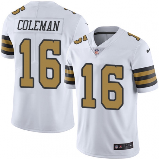 Men's Nike New Orleans Saints #16 Brandon Coleman Limited White Rush Vapor Untouchable NFL Jersey - Ujersey