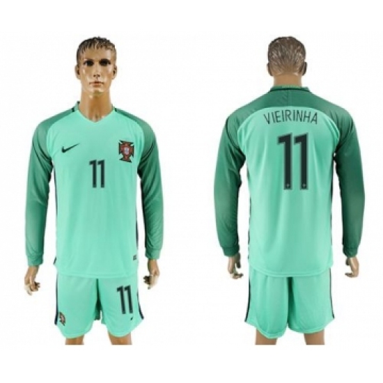 Portugal #11 Vieirinha Away Long Sleeves Soccer Country Jersey