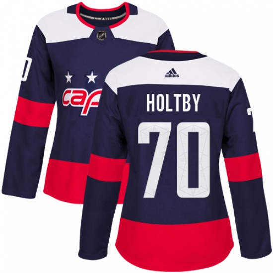 Women's Adidas Washington Capitals #70 Braden Holtby Authentic Navy Blue 2018 Stadium Series NHL Jersey - Ujersey