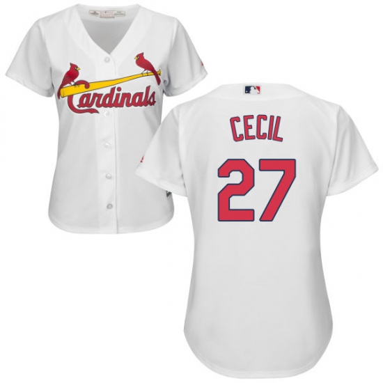 Women's Majestic St. Louis Cardinals #27 Brett Cecil Replica White Home Cool Base MLB Jersey - Ujersey