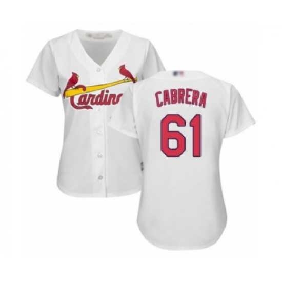 Women's St. Louis Cardinals #61 Genesis Cabrera Authentic White Home Cool Base Baseball Player Jersey - Ujersey