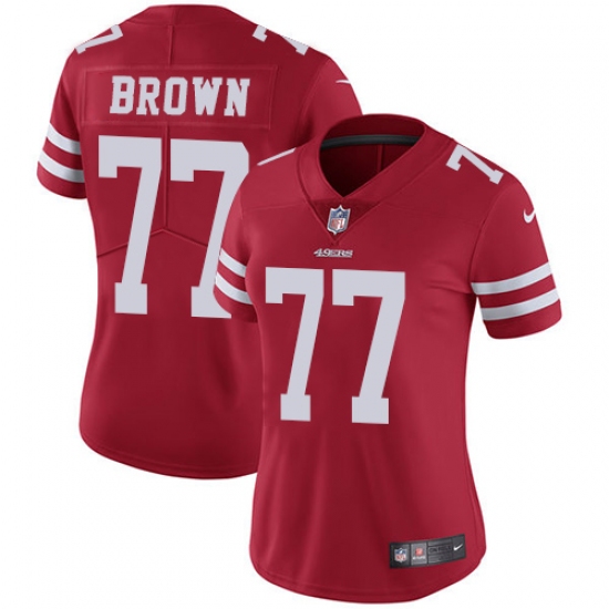 Women's Nike San Francisco 49ers #77 Trent Brown Elite Red Team Color NFL Jersey - Ujersey